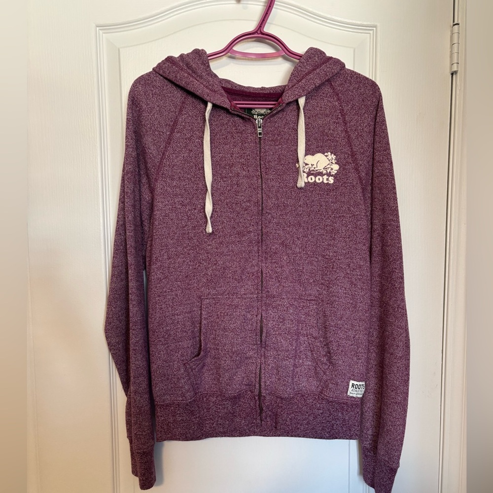 Roots Purple Heathered Zip Up Hoodie